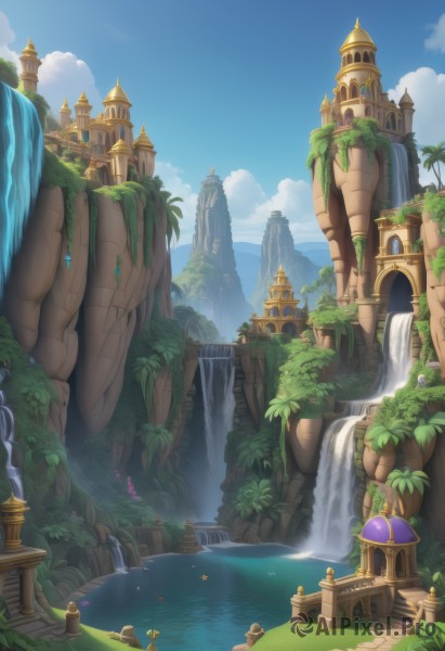 A waterfall in a dynamic day