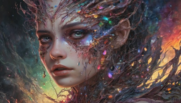 A female set against the backdrop of a breathtaking dynamic scene
