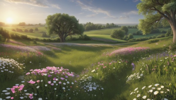 Image of a landscape in a peaceful sunset day