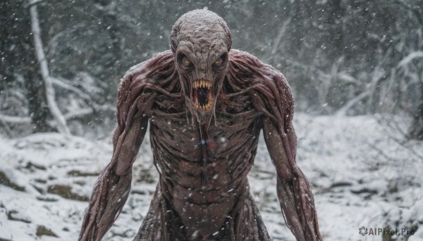 A stunning portrayal of a male in a lush snowy outdoors