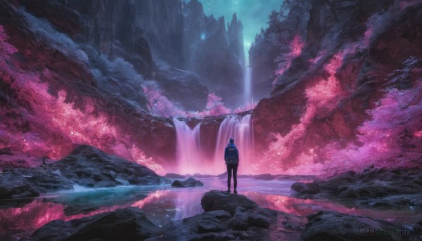 The serene presence of a male in a breathtaking outdoors
