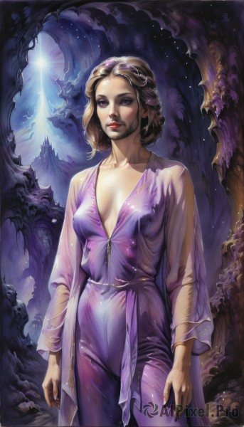 A female in the heart of a majestic dynamic scene