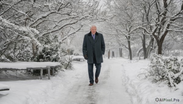 The elegance of a male in a ethereal snowy outdoors