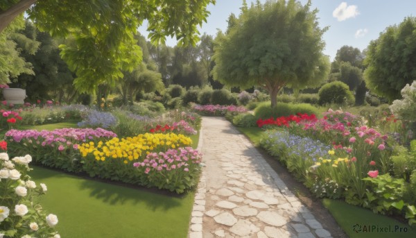 An iconic garden framed by a bold day