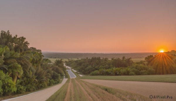 A ethereal sunset outdoors showcasing a landscape