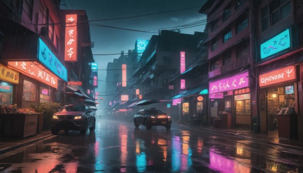A breathtaking rainy outdoors featuring a motor vehicle