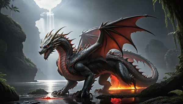 A monster in the heart of a beautiful fiery outdoors