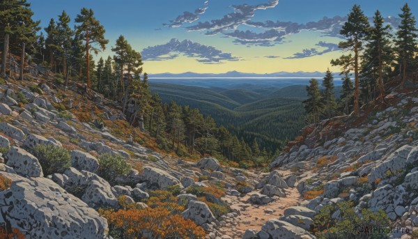 The beauty of a landscape set in a calm sunset day
