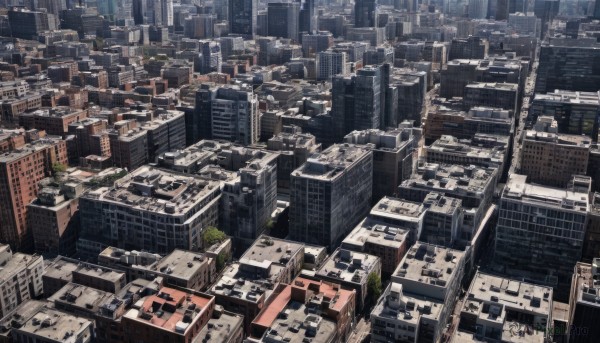 outdoors,tree,no humans,from above,building,scenery,city,cityscape,skyscraper,day,road,real world location