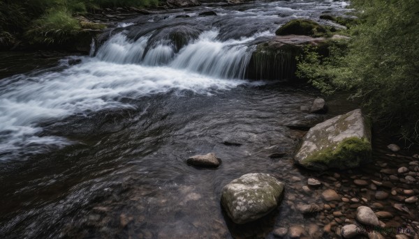 A waterfall portrayed in a inviting day