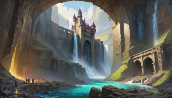 A waterfall caught in a vivid day
