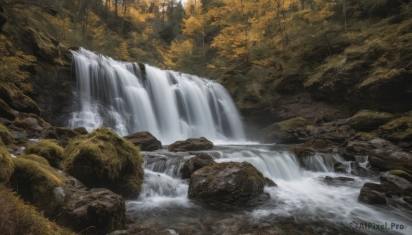 A delightful capture of a waterfall within outdoors