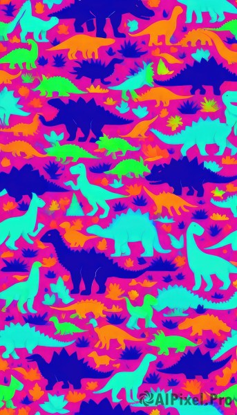 from side,pokemon (creature),no humans,profile,bird,animal,dog,silhouette,animal focus,red theme,wolf,colorful,too many,abstract,orange theme,deer,multiple heads,standing,6+girls,limited palette,bear,dinosaur