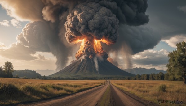 A landscape captured in a dynamic fiery day