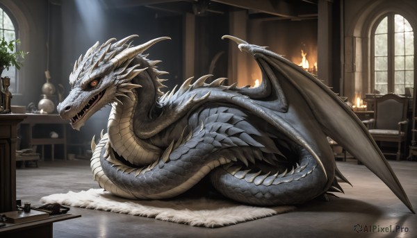 The elegance of a dragon in a tranquil fiery day