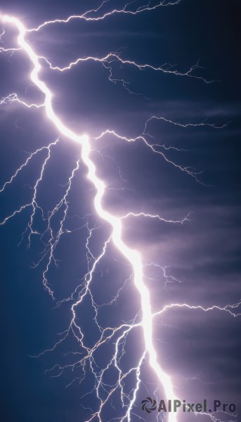 monochrome,outdoors,sky,cloud,gradient,no humans,cloudy sky,scenery,electricity,purple theme,lightning,signature,ocean,blue theme,horizon,dark