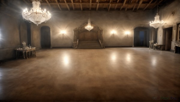 HQ,indoors,no humans,window,chair,table,scenery,reflection,stairs,door,light,lamp,candle,pillar,hallway,church,ceiling light,chandelier,ceiling,candlestand,wooden chair