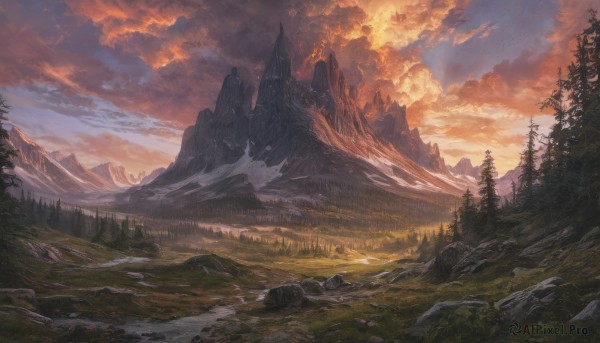 A landscape caught in a vivid sunset day