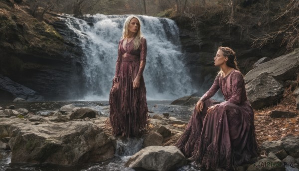 The majestic beauty of a waterfall set within a calm outdoors