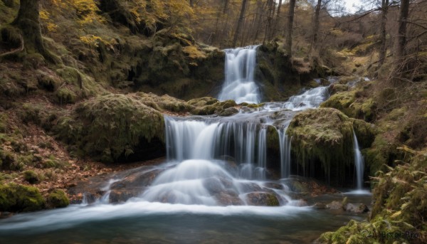The wonder of a waterfall in a picturesque day