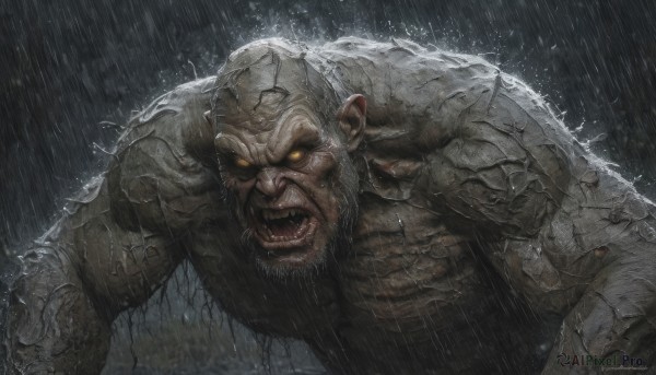 A stunning view of a male in rainy outdoors