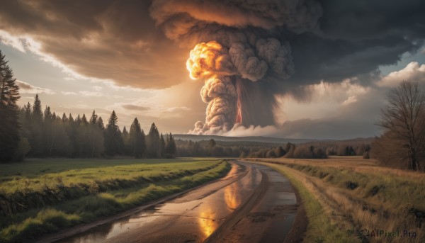 The majestic beauty of a landscape set within a calm fiery day