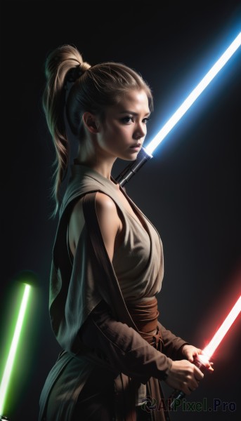 The wonder of a female in a peaceful dynamic scene