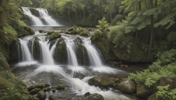 A waterfall captured beautifully in a tranquil day