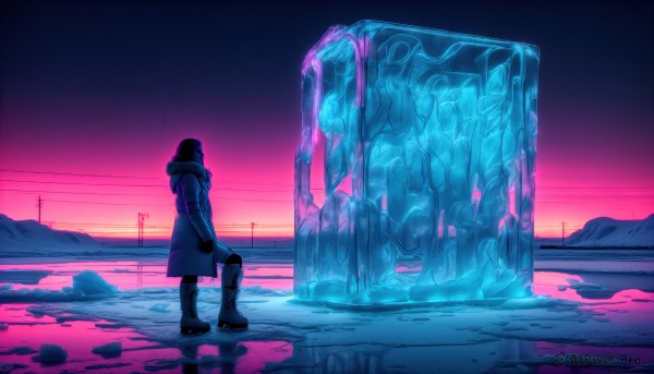 A breathtaking view of a female in snowy outdoors