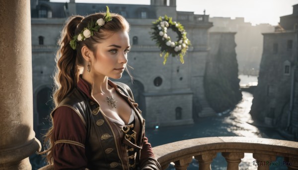 The charm of a female in a scenic outdoors