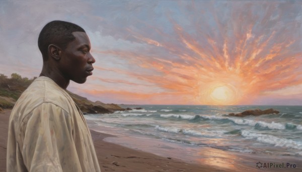 A male portrayed in a inviting sunset outdoors
