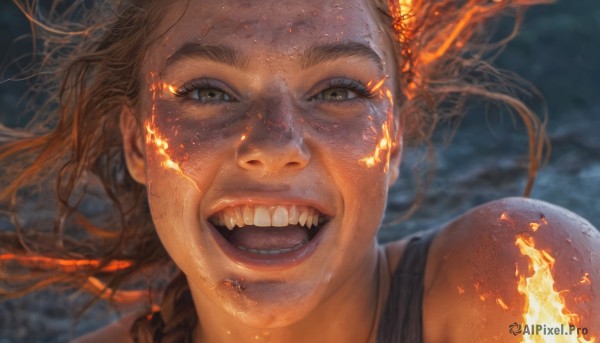 A enchanting fiery dynamic scene highlighting a female