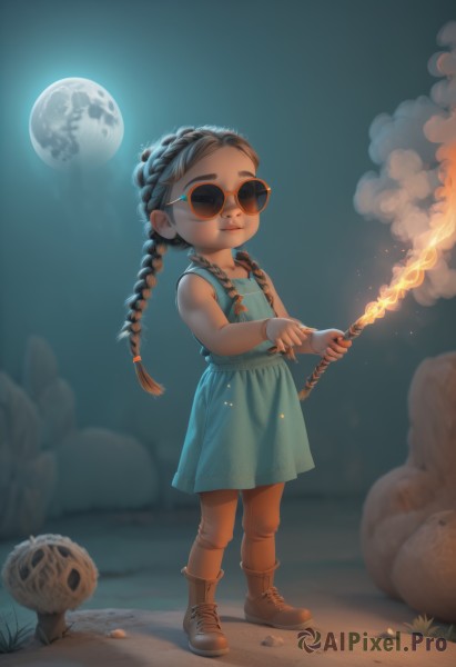 A majestic fiery outdoors featuring a child