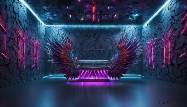 wings,water,no humans,glowing,building,scenery,science fiction,fantasy,light,cave,laser,beam