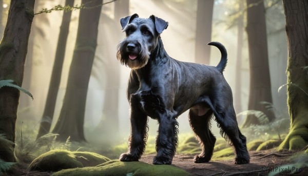 A vibrant dog captured in day