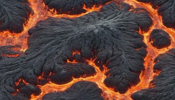 A monster in a picturesque fiery dynamic scene