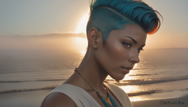 A vivid sunset outdoors highlighting a male