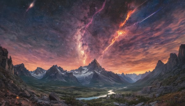 The serene presence of a landscape in a breathtaking sunset outdoors