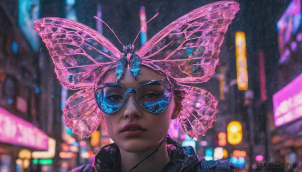 The beauty of a female set in a enchanting rainy outdoors