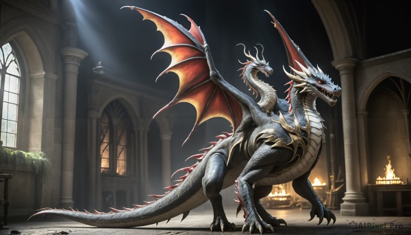 A dynamic view of a monster in fiery sunlight