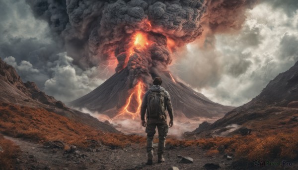 A graceful male captured in fiery outdoors