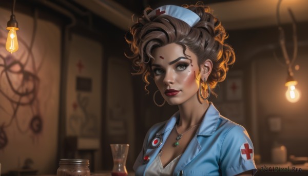 A female surrounded by a captivating dynamic scene