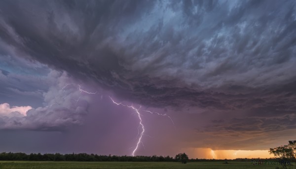A lightning amidst a calm sunset outdoors