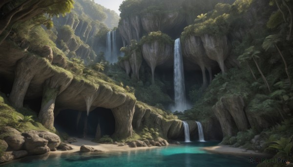 The allure of a waterfall in a dynamic day