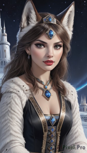 A glimpse of a female in a picturesque night sky
