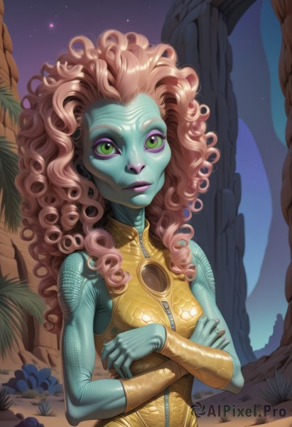 A alien amidst a vivid outdoors