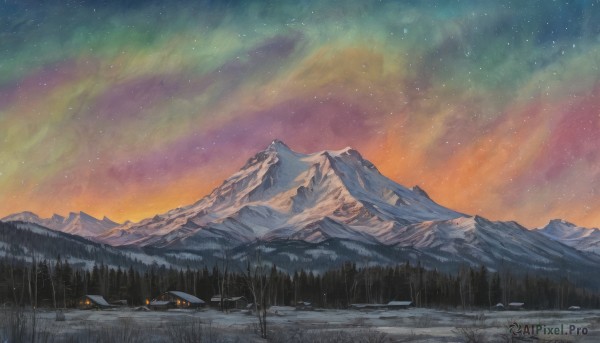 A landscape showcased in a bold snowy outdoors