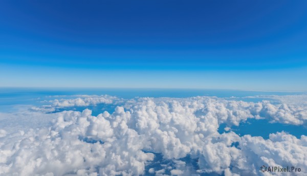 monochrome,outdoors,sky,day,cloud,water,blue sky,no humans,ocean,cloudy sky,building,scenery,blue theme,city,horizon,cityscape,landscape,above clouds