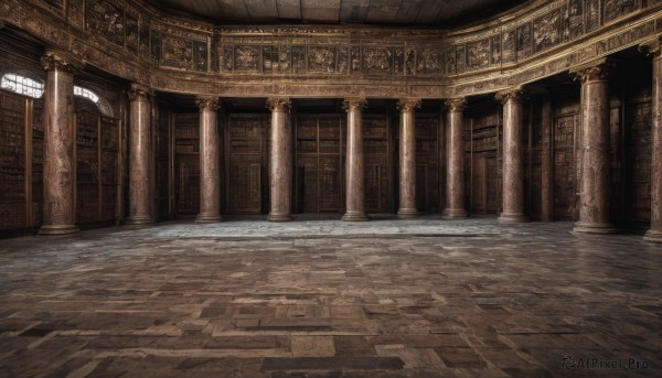 outdoors,day,indoors,no humans,window,sunlight,scenery,stairs,door,architecture,pillar,hallway,arch,column,tiles,light,tile floor,ruins,ceiling,stone floor,brick floor