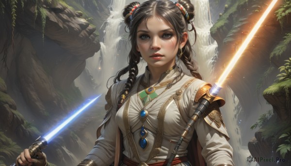 A female in a dynamic rock